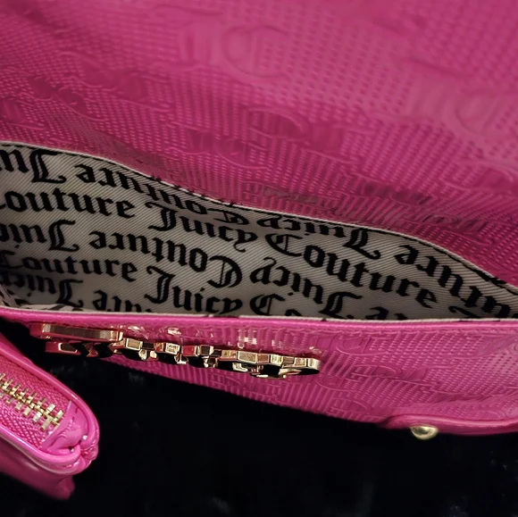 NWT Juicy Couture Pullout Pouch Backpack Pink Flash Embossed Bookbag Purse - Picture 4 of 8
